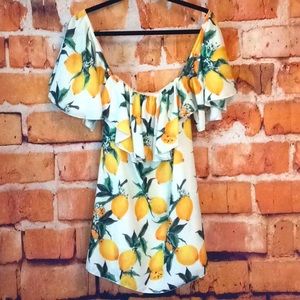 Zaful LEMONS Off the shoulder lined S shirt